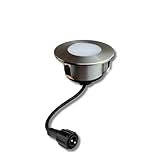 PRO CONNECT LED Bodeneinbaustrahler 230V Edelstahl • Ø 7,5 cm rund warmweiß wasserdicht • für Gehwegbeleuchtung Terrasse