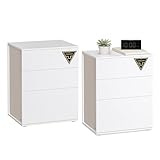 VASAGLE Nachttisch, 2er Set, Beistelltisch 3 Schubladen, Superschnelle werkzeuglose Montage, Nachtschrank, Schlafzimmer, Wohnzimmer, Toolless-Technologie, 35T x 45B x 58,7H cm LET779W01
