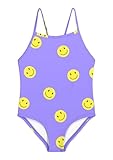 weVSwe Sonnenanzug Kinder Mädchen Badebekleidung Einteiler Lila Smiley Mädchen Badeanzug Ärmellose Tankini Kleinkind 3-4 Jahre