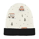 Beanie-Mütze, für Erwachsene, warm, schlicht, klassischer Stil, einzigartig, Camper, Wohnwagen, Auto, Beige, Einheitsgröße