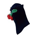 rutschfeste Socken Kinder Damensocken, Schleife, Crew-Socken, süßes Lolita-Kleid, atmungsaktiv, weich, Mädchensocken Lange Socken Mit Streifen Damen (Black, One Size)