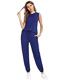 Totatuit Damen Tracksuit Rundhalsausschnitt Einfarbig Zweiteiler Hausanzug Loungewear Outfit Jogger Trainingsanzug Set