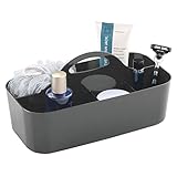 mDesign Duschkorb mit 6 Fächern – tragbarer Aufbewahrungskorb aus Kunststoff für Badaccessoires – Duschablage für Duschgel, Shampoo, Rasierer und Co. – anthrazitgrau