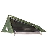 vidaXL Tunnelzelt 1 Personen, Campingzelt mit Netzwände, Wasserdicht Gartenzelt mit abnehmbarem Überzelt, Zelt, Grün 185T Polyester