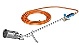 CFH Abflammgerät PZ 6000 inkl. Piezozündung und Gasschlauch - Unkrautbrenner Gas Anwendung mit 3/8' Anschluss für Gasflaschen, Ideal für Unkrautbeseitigung sowie Teer- und Teichfolienarbeiten