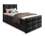 Masseno Boxspringbett Amon 90 90x200 cm Komplett-Set mit Matratze und Topper, Polsterbett mit Zwei Bettkästen -Schwarz, Cosmic 100