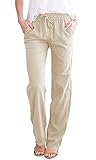 CheChury Sommerhose Damen Leicht Freizeithose Frauen Loose Fit Sweathose Straight Bein Hose Leinenhose Lange Loose Beach Pants Weite Casual Strandhose Strand Jogginghose Hosen Lässige Stoffhose