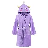 WYTbaby Bademantel Kinder Hoodie Decke 100% Baumwolle Taschen Weich Und SaugfäHig Kinderbademantel Mädchen Jungen, Violett
