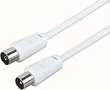 Schwaiger Antennen Anschlusskabel 75 dB, 1,5m, weiß, IEC Stecker  IEC Buchse, 2-Fach Schirmung, 75 Ohm, digital, HDTV, DVB-C/DVB-T2