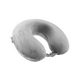 Egret Memory Foam Nackenhörnchen für Reisen - Ergonomische Unterstützung für Kopf, Nacken & Kinn - Super Leicht Nackenkissen für Flugzeug, Auto, Büro(Grau)