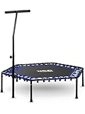 Neo-Sport Fitness Trampolin Klein Mit Höhenverstellbarem Haltegriff Mini Jumping Trampolin Erwachsene Durchmesser 127 cm Bis 100 kg Minitrampolin Indoor Outdoor Blau