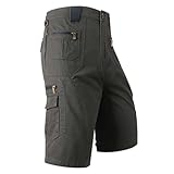 Arbeitsshorts für Herren, elastischer Bund, 3/4-Länge, Cargo-Shorts, leichte Wanderhose, mehrere Taschen, lockere Komfort-Hose, Z01-grün, 5XL