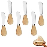 banjiabb 6 Stück Buttermesser,Buttermesser Klein,Buttermesser Klein,Nutella Messer,Edelstahl-Butterstreichmesser Mit Holzgriff Kleines,Tafelmesser,Butter Knife,Fur Butter,Käse Und Gebäckherstellung