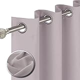 funky gadgets Thermo-Verdunkelungsvorhänge, 168 x 137 cm, Ringösen, superweich, Verdunkelungsvorhänge mit Ösen, für Wohnzimmer, wärmeisoliert, Schlafzimmervorhänge, Silbergrau, 2 Paneele