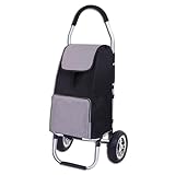 Faltbarer Einkaufswagen mit wasserdichter Tasche, leichter Einkaufstrolley auf langlebigen Off-Road-Rädern, ideal für Camping und Einkaufen, Schwarz