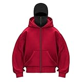 Laquieio Motorradjacke für Herren, Leder, 2025, mit warmem Futter, Softshell mit mehreren Taschen, winddicht, warm, Parka, Federn, Sport, Tops, Größe L 2025, Rot, Large