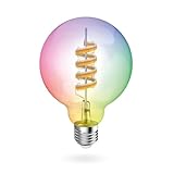 Hama Smarte LED-Lampe, Matter, E27, Globe, Filament G95, RGBW, dimmbar, mit App, Silber