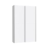 FORTE OZZULA Schrank 120, Mehrzweckschrank Weiß, Schwebetürenschrank, Staubsaugerschrank, Abstellraum Flurschrank Modern, 2-türig, 120 cm breit x 190.5 cm hoch x 42 cm tief