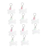 OATIPHO 10 Stück Transparente Acryl bone charme Schlüsselanhänger mit Quasten DIY Sublimation Blanko Anhänger für Personalisierte Schlüsselringe Kreative Bastelidee für Familie und