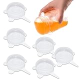 Silikondeckel, 6 Stück Silikondeckel Dehnbar, 6,5cm Lebensmittelaufbewahrungsabdeckungen, Joghurtbecher, Silikon Deckel Stretch für Dosen, Obst, Schüsseln, Becher, Transparent