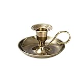 NKlaus Handleuchter Klassik Messing Gold antik Kerzenhalter Höhe 5cm Ideal für den Einsatz mit Stabkerzen oder Tafelkerzen mit einem Durchmesser von 2–2,2 cm Kerzenständer 10891