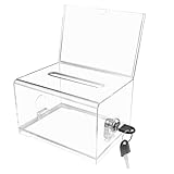 Absyrony Spendenbox Abschließbar Durchsichtig, Spendendose, Wahlurne Transparent, Acryl Box Transparent, Briefbox, Vorschlagsbox, Suggestion Box, Spendenkasse, für Abstimmungen Gewinnspiele