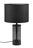 Reality Leuchten Tischleuchte Grazia R51711032, Metall Schwarz matt, Glas smoke, Schirm Stoff Schwarz, exkl. 1x E14
