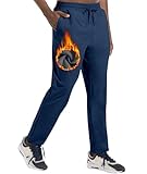 Boyzn Herren Winter Fleece Skihose mit Reißverschlusstaschen Warme Sweatpants Sonnenschutzhose Navy-M