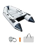 Schlauchboot Aufblasbares 3 m für 3–4 Personen – Wave, Motor geeignet, Freizeitboot, Paddelboot, Angelboot – Mit 2 Sitzbänken, Drop-Stitch-Boden, Paddel, Pumpe, Reparaturset & Tasche
