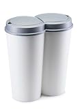 HowHomely Weiß Mülleimer Trennsystem | Doppelmülleimer 2x25L (50 Liter) | Abfalleimer Küche 2 Fächer mit Softclose Deckel | Küchen Mülleimer 2 Fächer Ideal zur Mülltrennung