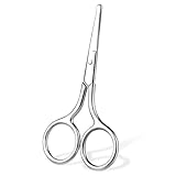 Nasenhaarschere mit Runder Spitze Bartschere Augenbrauenschere Edelstahl Abgerundeter Nasenhaar Schere 10cm Augenbrauentrimmer Silber Ohrenhaarschere für Haare Wimpern Schnurrbart Nase