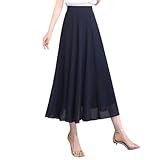 Sommerrock, einfarbig, schlicht, lässig, modisch, großer Swing-Chiffon-Rock, Temperament, elastische Taille, blau, 3XL