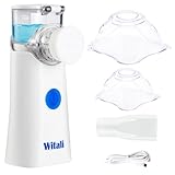 Witali Inhalationsgerät tragbar, USB wiederaufladbar, leiser Mesh Vernebler für Kinder & Erwachsene, Inhalator inkl. Masken und Mundstück