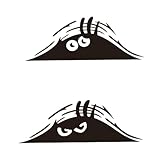WJRQD 2 Pcs 3D Funny Peeking Monster Cartoon Auto-Aufkleber,Peeking Monster Scary Eyes Autoaufkleber Peeking Elf Autoaufkleber Wasserdichter Autoaufkleber Smile and Anger Autoaufkleber (Schwarz)
