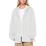 Wasserdichter Damen-Regenmantel, Leichte Atmungsaktives Regenjacke, Langarm Outdoor Trenchcoat, Baggy Kapuze Sonnenhemden, Windbreaker-Jacke mit Taschen für den Außenbereich