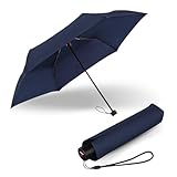 Knirps Regenschirm C.050 Small Manual Navy mit Schirmtasche I kleiner Regenschirm für unterwegs I Handöffner Taschenschirm I Regenschirm windstabil & leicht I Mini Schirm
