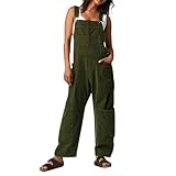 Rrongwn Latzhose Damen Jeans Latzhose Lose Baggy Latzhose Lässig Denim Jeans Overall Mit Taschen Lang Jumpsuit Y2K Baggy Blaue Arbeitshose Beiläufig Loose Bib Pants