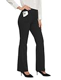 Desol Thermo Bootcut Yogahose Damen mit Innenfleece, Fleecegefüttert Schlaghose mit 4 Taschen, Winter Sporthose Damen Lang, Hohe Taille Stretch warme Jogginghose