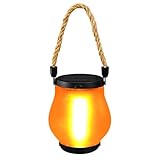 Solar-Flammenlichter, wasserdicht, solarbetrieben, flackerndes LED-Licht, Gartenlaterne mit Solarenergie – Dekoratives Gartendekor mit Seil, Campinglampe, wiederaufladbar