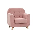 Miliboo Nordid Kindersessel, skandinavisch, Stoff, Samt-Effekt, strukturiert, Rosa und helles Holz