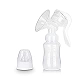 kidoo - Manuelle Milchpumpe - Tragbar, Sanft und Schnell - Komfortables Abpumpen Mit Flasche | Ultra-leise Milchpumpe für Unterwegs und zu Hause, BPA-Frei (Weiß)