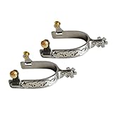 HOUSN Edelstahl Sporen, Pferdesporen Western Spurs Sporen Aus Edelstahl Western-Sporen Pferdestiefel-Sporen Mit Blumenschnitzerei Für Reitstiefel,Silber