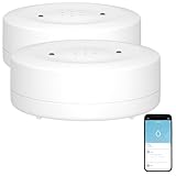 Luminea Home Control Wasseralarm: 2er-Set WLAN-Wassermelder, lauter Alarm, App-Benachrichtigung weltweit (Smarte Wassermelder, Wassermelder Alexa kompatibel, Waschmaschine)