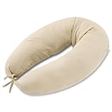 Totsy Baby Seitenschläferkissen Musselin 190 cm Komfortkissen - Schlafkissen mit Bezug Seitenschläfer Kissen Body Pillow Seitenschlafkissen mit Reißverschluss Beige