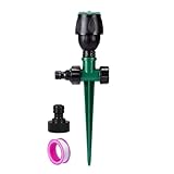 Wlinfetity Für 360° drehbaren Rasensprenger mit einstellbarem Sprühnebel, 4.0-7.0 m Reichweite, für Garten, Hof und Außenbewässerung