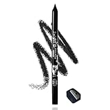 Schwarz Gel Eyeliner - Matt Black Kajalstift Wasserfest & Wischfest - Langanhaltend Eyelinerstift mit Anspitzer - Hochpigmentierte Lidschattenstift - Lipliner Cremige Glatt Textur - Leicht Aufzutragen
