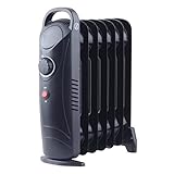 JUNG TECHWOOD TCG626 Heizung Elektrisch mit Thermostat, 5 Heizlamellen, Ölradiator 450 Watt Energiesparend, mobile Elektroheizung für Räume bis 15qm, Elektrische Heizgerät Mobil