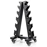 YOLEO Schwerlast-Hantelständer mit Rollen – Verstellbares Gewichtsregal, 200 kg Tragfähigkeit, platzsparender Fitness-Organizer für Zuhause, rutschfest & fingerschonend (nur Regal, Klein)