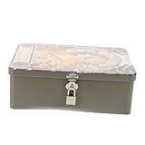 UPKOCH Vintage Blechbox mit Schloss und Schlüssel Großes Retro Aufbewahrungsgehäuse aus Dekorative Desktop Dose für Schmuck Süßigkeiten Tee und Kleine Geschenke Vielseitiger Organizer