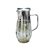 Serviergeschirr für Getränke 1,4 l Wasserkrug aus Glas mit Deckel, for heißes und kaltes Wasser, Wasserkaraffe for zu Hause, ideal for Eistee, Limonade, Saft, Milch und mehr Wasserkaraffe(Grigio)